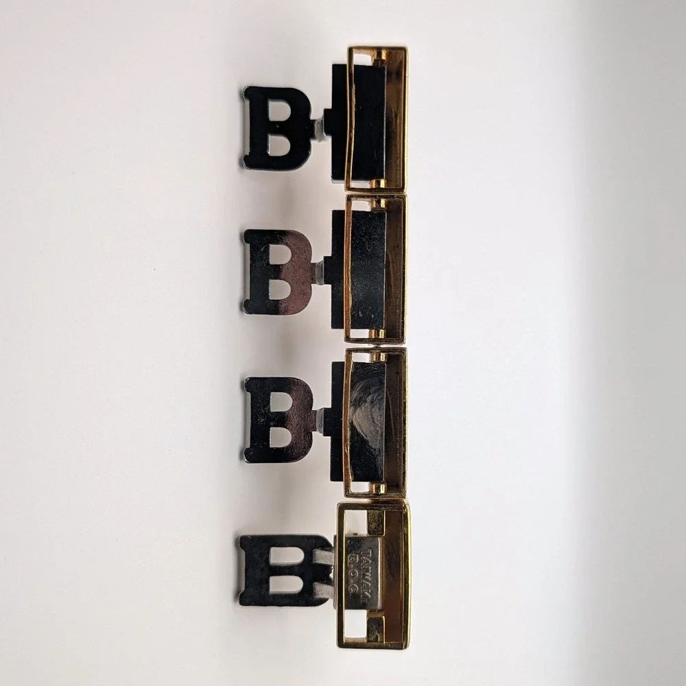 Vintage Initial B Belt Buckles Mixed Metal Gold Silver Tone Logo Set of 4